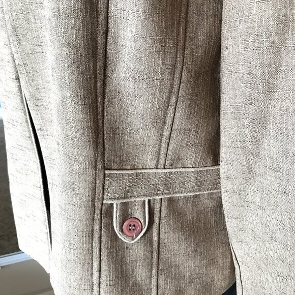 Sag Harbor Light Brown Blazer: Vintage 70s Lightweight Tan Jacket, Size 10P - Picture 8 of 10